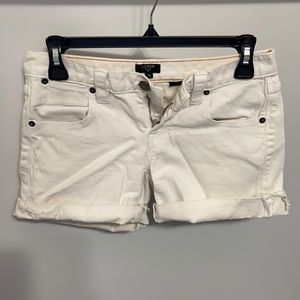 White J. Crew low rise jean shorts